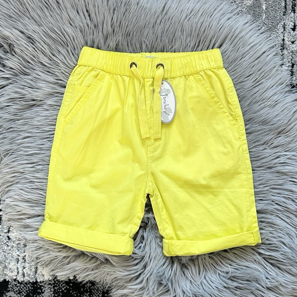 Frenchie Mini Couture Neon Yellow Elastic Waist‎ Shorts Size 7 NEW
